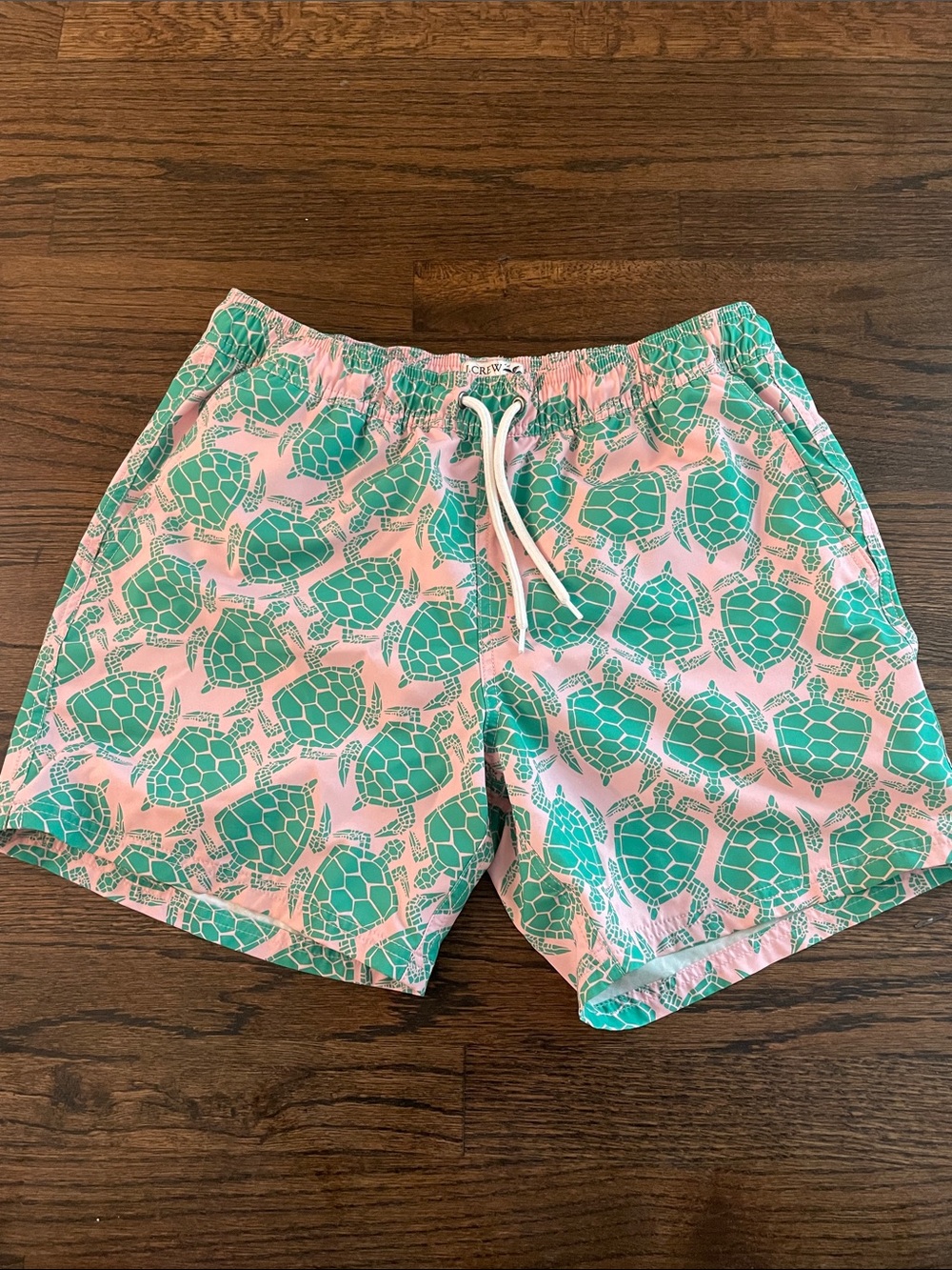 J. Crew Factory Pink & Teal Turtle-Print Athletic Shorts